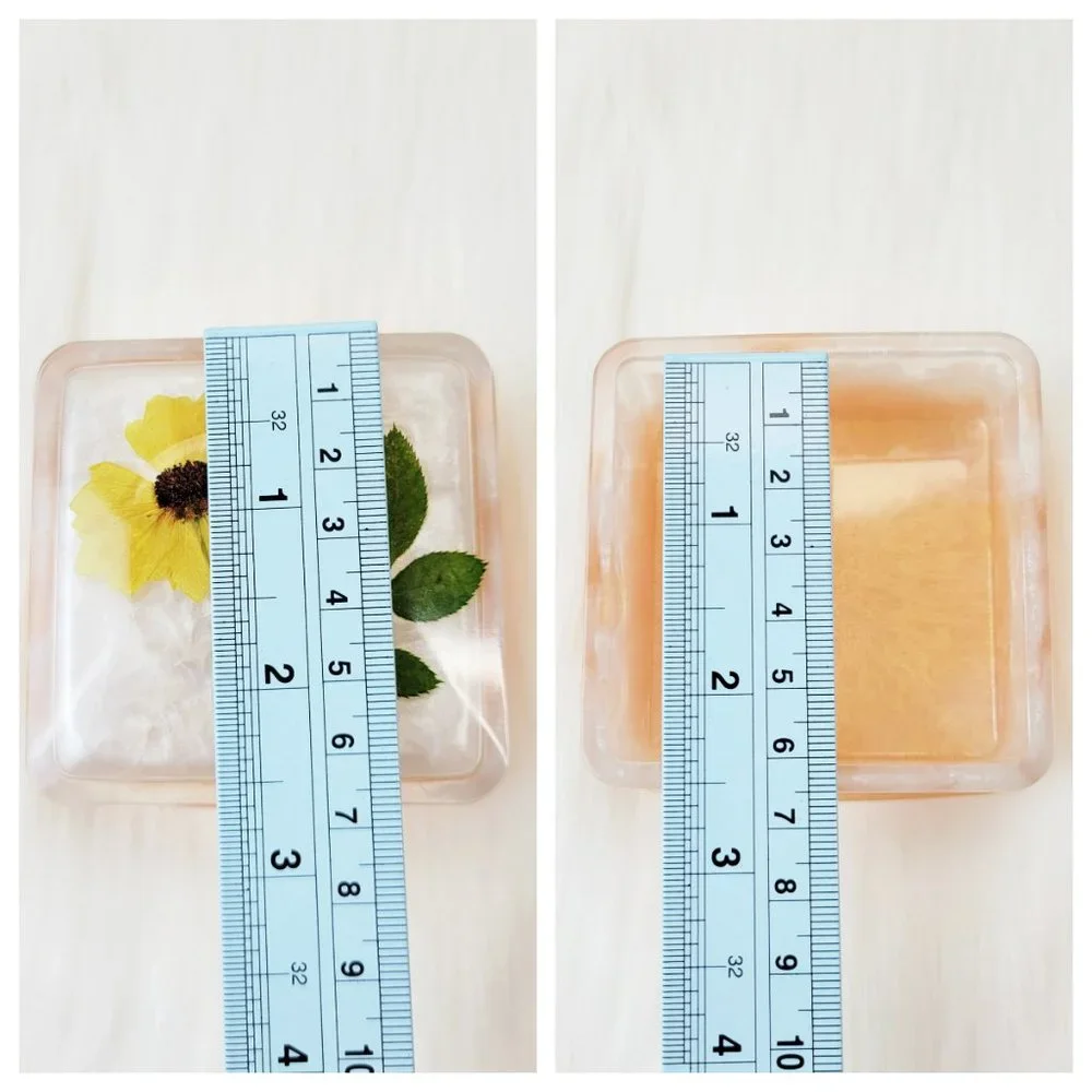 Floral Trinket Box Small Square Jewelry Box Stash Box Yellow Orange White